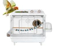 Parakeet Bird Cage - Clear Portable Cockatiel Carrier | Bird Cages with Wooden Pole for Parakeets for Indoor, Lovebirds, Finches, Cockatoos, Conures, Macaws, Small to Medium Birds