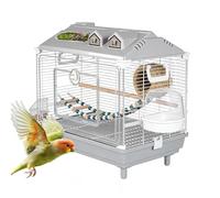 Parakeet Bird Cage - Clear Portable Cockatiel Carrier | Bird Cages with Wooden Pole for Parakeets for Indoor, Lovebirds, Finches, Cockatoos, Conures, Macaws, Small to Medium Birds