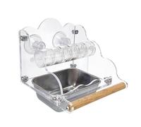 Parakeet Feeders for Bird Cage, Splash Proof Bird Feeder, Transparent Bird Food Bowl, Hygienic Birds Feeding Solution with Perch 6.69x6.3x5.31 for Birds, Parrots, Parakeet
