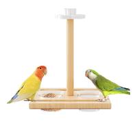 Parakeet Feeding Cup - Wooden Bird Perch Accessory for Easy Mealtime | Cage Mounted Food and Water Holder with Secure Clip for Parrots Conures Cockatiels Budgies Lovebirds and Finches