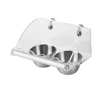 Parakeet Food Dish - Stainless Steel Feeding Container, Parrot Feeder Drinker with Acrylic Stand For Parakeets | Macaws Canaries Parrots Finches Small Animals, Feeders Bird 15.3x10.2x9.5cm