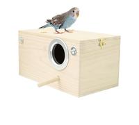 Parakeet Nesting Box - Natural Wooden Wood Bird Nestiing Box | Ventilated Nest Box | Durable Birrd Neest House | Safe Breeding Shelter For Parakeets, Finches and Small Birds