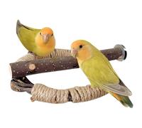 Parakeet Perch, Wooden Parrot Stand with Rope, 9.06x7.87x0.39 Inches, Enrichment Climbing Branch Toy, Portable Cage Accessory for Budgies, Cockatiel, Lovebird, Pet Use