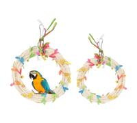 Parakeet Swing, Bird Cage Ring Perch, 8.07-Inch Lightweight Interactive Leaf Swing, Multipurpose Cages Toy for Parrot, Conure, Cockatiel, Natural Wood Color