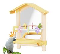 Parakeet Toys Mirror Set, Colorful Birds Mirror Chewing Toy, Pet Bird Cage Accessories, Pets Playground Hanging Decor for Indoor Outdoor Chicken Coop Balcony Yard, 6.46x5.91x8.15 Inches