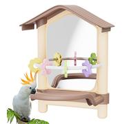 Parakeet Toys Mirror Set, Colorful Birds Mirror Chewing Toy, Pet Bird Cage Accessories, Pets Playground Hanging Decor for Indoor Outdoor Chicken Coop Balcony Yard, 6.46x5.91x8.15 Inches