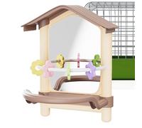 Parakeet Toys Set, Bird Mirror Decoration, 6.46x5.91in Pet Chewing Playground, Colorful Swing Hammock, Safe Hanging Accessory for Balcony, Garden, Chickens, Coop Entertainment