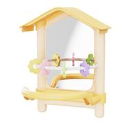 Parakeet Toys with Bird Mirror Decoration, Chewing Playground Pet Supplies for Indoor, Outdoor Birds, Yard, Garden, Patio, Courtyard, Balcony, Window, Chicken Hammock, Bird Enrichment, 16.4x15x20.7cm