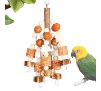 Parakeets Bird Toys, Natural Nut String Climbing Stick Chew Toys, Interactive Cage Accessories for Conure, Lovebird, Macaw, Finches, and Mynah Birds, Applewood