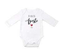 ParaManolita Body Personalizado Bebe con mes de nacimiento (0-2M, AGOSTO)