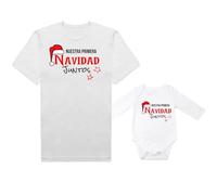 ParaManolita Conjunto Camiseta y Body de Bebé Primera Navidad Juntos Diseño Navideño