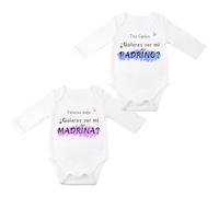 ParaManolita Pack 2 Body Bebe personalizado '¿Quieres ser mi Padrino/Madrina?'