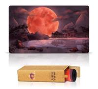 Paramint Blood Moon Shinto Temple (Bordes cosidos) - Alfombra de Juego MTG - Compatible con tapete de Juego Magic The Gathering - Juega a MTG, YuGiOh, TCG - Diseños Originales y Accesorios