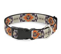 Paramount Network - Collar de perro con clip de plástico, liberación rápida, fácil de ajustar, logotipo en Y de Yellowstone, color tostado tribal nativo americano, 16 a 23 pulgadas, 1.5 pulgadas de