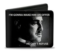 Paramount Pictures - Cartera plegable, padrino Vito Corleone Im Gonna Make Him an Offer Pose negra, cuero vegano, Negro -, 4.0" x 3.5", Casual