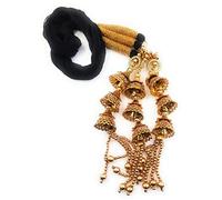 Paranda Punjabi estilo Jhumka hecha a mano para mujeres y niñas, accesorio tradicional para el cabello con cuentas y borlas, patiala shahi parandi, choti (colgadores negros y dorados Jhumka) de una