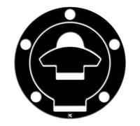 Paraserbatoio.it Protector adhesivo tapón depósito resinado efecto 3D con hinchazón compatible con Ducati hasta el 2008 Medidas 104,3 x 104,3 mm negro