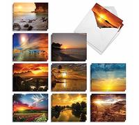Parasol: 20 tarjetas en blanco surtidas para todas las ocasiones en las que se muestran imágenes hermosas y nítidas de Sunsets sobre tierra y agua, con sobres. AM1740OCB-B2x10