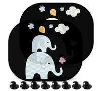 Parasol Coche Bebe Lateral,Parasol Coche Infantil,44x35cm Parasol de Coche con Protección UV,Patrones de Elefante,Autoadhesivo,con 8 Ventosas,para Proteger del Sol a bebés y Mascotas(2 Pcs)