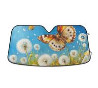Parasol Coche Delantero Butterfly Dandelion Field Nature Blue Parasol para Parabrisas Protección UV Cubierta De Parabrisas Plegable Funda Plegable Parabrisa Delantero para Intemperie Camión SUV S