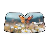 Parasol Coche Delantero Butterfly Flower Field Nature Blue Parasol para Parabrisas Protección UV Cubierta De Parabrisas Plegable Funda Plegable Parabrisa Delantero para SUV Furgonetas Camión S