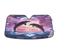 Parasol Coche Delantero Dolphin with Love Moonlight Funda Plegable Parabrisa Delantero Protección Frontal Parasol para Parabrisas Plegable Cubierta De Parabrisas para Camión Furgonetas S