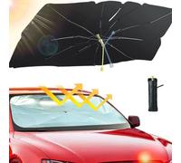Parasol Coche Delantero Interno, Aluusy 2025 Parasol Paraguas Coche Plegable para Parabrisas 140 x 75 cm, para Sol Coche Delantero, Protección UV para Mayoría de Coches, SUV, Camiones