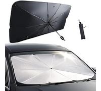Parasol Coche Delantero Paraguas 125 * 65cm Paraguas para Parabrisas Delantero,Parasol Plegable Anti,Bloquea el 99,9% de los UV Rayos con Eje Giratorio 360º y Revestimiento de Titanio