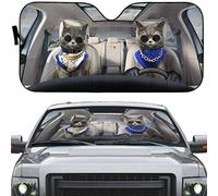 Parasol Coche Delantero Parasol para Parabrisa Plegable Universal para Camión SUV Gatos Chartreux Modernos con Collares De Cadena. Divertidos Gatos Chartreux, Mejores Amigos. M
