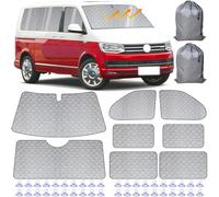 Parasol Coche Delantero Plegable para VW T5/T6 - Set de 8 Piezas, Protección Solar Multicapa, Resistente a Desgarros, Fácil de Instalar, Versátil, con Bolsa de Almacenamiento
