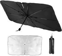 Parasol Coche Delantero Plegable, Parasol De Coche para El Parabrisas Protección UV 99% con Bolsa De Almacenamiento De Cuero- Fácil y Almacenar, Adaptable a SUV, Coches y Camionescm（135cm x 73cm）