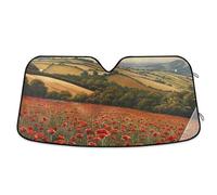 Parasol Coche Delantero Poppy Field Nature Landscape Cubierta De Parabrisas Protección UV Parasol para Parabrisas Fácil Instalación Funda Plegable Parabrisa Delantero para SUV Intemperie S