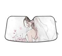 Parasol Coche Delantero Pretty Bride Girl with Pink Flower Cubierta De Parabrisas Fácil Instalación Parasol para Parabrisas Protección Frontal Funda Plegable Parabrisa Delantero para SUV M