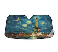 Parasol Coche Delantero Very Realistic Eiffel Tower and Paris by Night with The Full In The Style Cubierta De Parabrisas Parasol para Parabrisas Funda Plegable Parabrisa Delantero para SUV S
