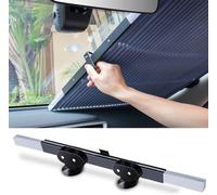 Parasol Coche Delantero, Visera Protección Solar Retráctil Automática para Parabrisas de Coche con Protección de Ventosa, Cortina con Protección UV