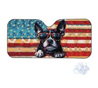 Parasol Coche Parabrisas Bandera Estadounidense con Terrier Parasol S | Parabrisas Delantero Toldo Solar Parabrisas Coche Universal Portátil Parasol para Parabrisas Coche