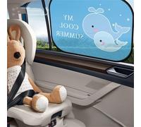 Parasol de coche para niños, 2 piezas, diseño de dibujos animados, tela de malla resistente a los rayos UV, visera plegable para la parte delantera del vehículo (dos ballenas)