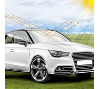 Parasol de coche plegable 67 x 140 cm con funda reflectante plateada | Protección parabrisas interior de los rayos UV | Universal anticalor para coche SUV fácil de guardar