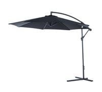 Outsunny Sombrilla de Jardín Ø295x250 cm Parasol Excéntrico Inclinable con Manivela Base Cruzada y Soporte de Metal 8 Varillas para Terraza Exterior Balcón Negro