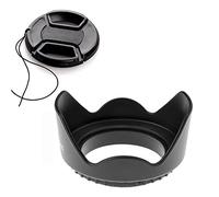 Parasol de lente de flor de tulipán de 58 mm y tapa de lente de 58 mm compatible con Canon 1500D 1300D 90D 200DII SL3 Kit de cámara EF-S de 18-55 mm (1+1 paquete)