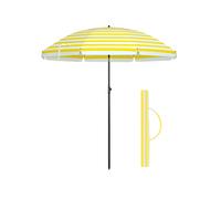 Parasol de Playa Ø 1,6 m Inclinable Raya Amarillo y Blanco
