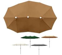 Parasol De Poliéster Paño Repuesto Para Paraguas Tres Cabezas, Cubierta De Toldo De Repuesto Ø2.7m 12 Costillas Fácil De Instalar, Impermeable Protección UV Funda De Repuesto Para Sombrilla(Brown)