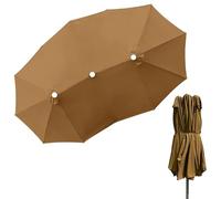 Parasol De Poliéster Protección UV, Ø270cm Paño Repuesto para Paraguas Tres Cabezas Gris/Verde/Marrón/Blanquecino, Toldo De Recambio De Sombrilla para Exteriores, Cubierta para Jardín(Brown)