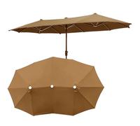 Parasol De Poliéster Repuesto Tela Sombrilla Ø270cm, Paño Repuesto para Paraguas Tres Cabezas 12 Costillas, 4 Colores, Ventilación Superior Toldo De Recambio De Sombrilla Protección UV(Brown)