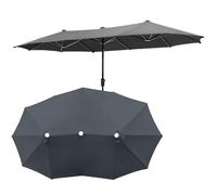 Parasol De Poliéster Repuesto Tela Sombrilla Ø270cm, Paño Repuesto para Paraguas Tres Cabezas 12 Costillas, 4 Colores, Ventilación Superior Toldo De Recambio De Sombrilla Protección UV(Gray)
