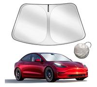 Parasol diseñado para el Tesla Model 3 Y 2019-2026, Parabrisas Delantero, Tejido de Doble Capa Que bloquea la luz, Parasol Plegable con una Bolsa de Almacenamiento, Accesorios para el Tesla Model 3/Y