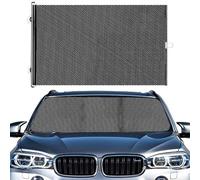 Parasol enrollable para automóvil: visera solar para parabrisas retráctil automática, protector térmico UV de malla para ventana delantera, persiana enrollable universal con mecanismo de resorte | Par