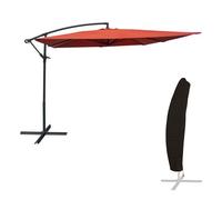 Parasol excéntrico molokai cuadrado 2,7x2,7m color terracota + funda