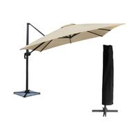 Parasol excéntrico molokai cuadrado 3x3m beige + funda
