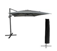 Parasol excéntrico molokai cuadrado 3x3m gris + funda